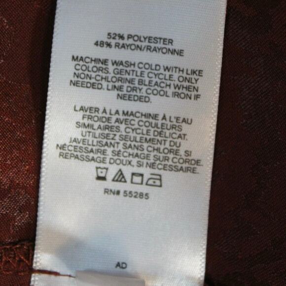 Express Copper Satin Jacquard Tie-Neck Ruffle Hem Long Sleeve Dress XS - Picture 5 of 5